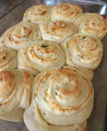sourdough jalapeno rolls in pan cooked